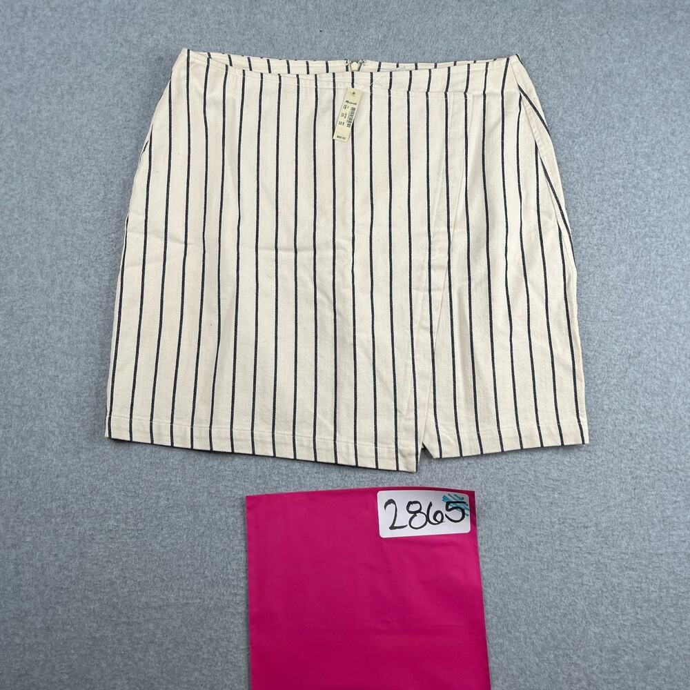 Madewell Skirt Womens Size 14 Ivory Navy Blue Striped Casual New NWT Ladies